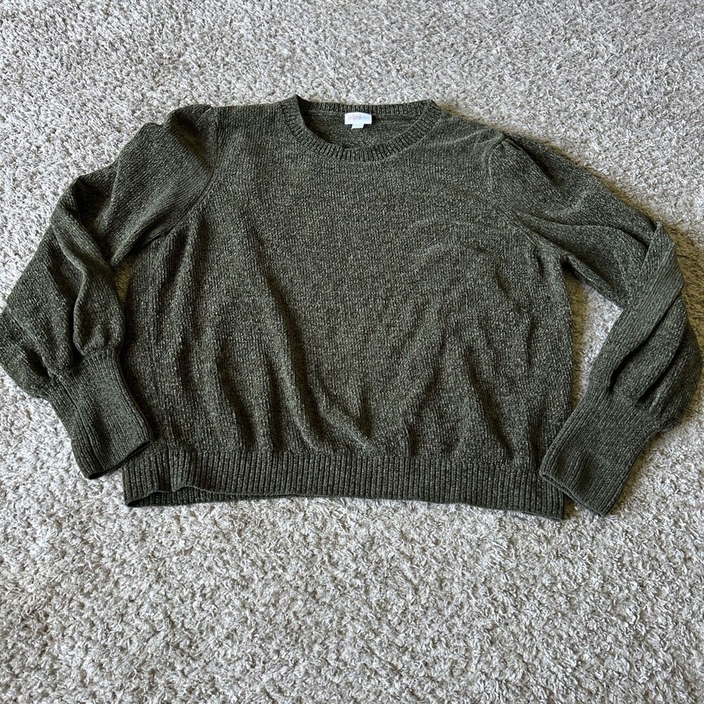 LuLaRoe Piper Sweater Green XL 18/20 NWOT Ballon sleeves soft Cropped